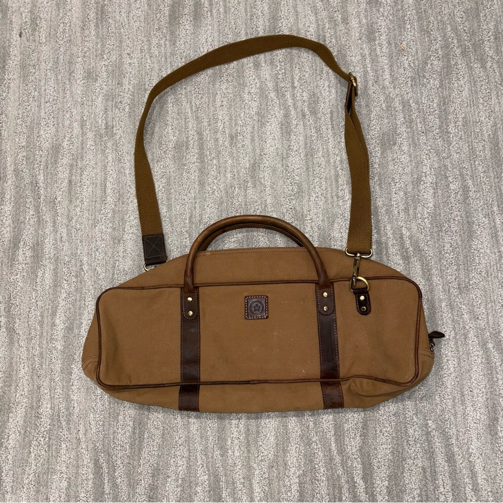 Aaron Leather Goods Canvas And Leather Messenger Bag